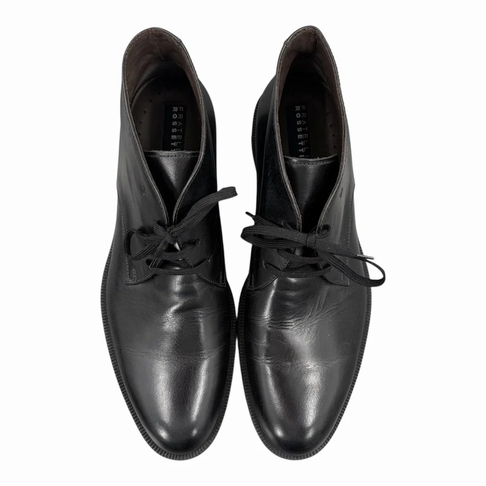 Fratelli Rossetti Mens Black Leather Chukka Ankle Boots Lace-Up Made In Italy 9M